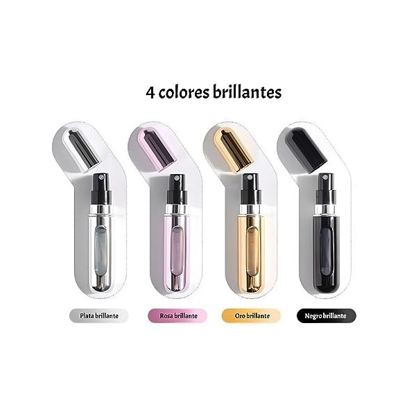 R N 4PCS 5ML Atomiseur Parfum Rechargeable Flacon Mini Bouteilles Atomiseurs Pulvérisateur Parfum