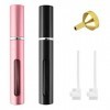 Lot de 2 mini atomiseurs de parfum rechargeables vides en aluminium de 8 ml - Avec entonnoir - Anti-fuite - Pour homme et fem