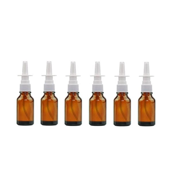 Lot de 6 flacons vaporisateurs nasaux vides en verre ambré avec pompe pour nettoyage et distribution de maquillage