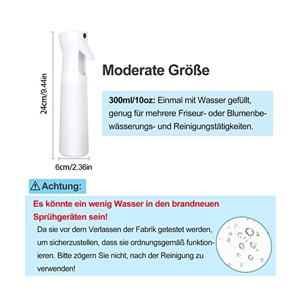 Lessmon Vaporisateur, vaporisateur de brume pour cheveux 10oz/300 ml, vaporisateur élégant pour plantes, nettoyage, soin de l