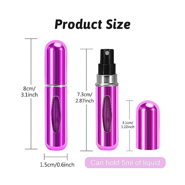 3 Pcs Bouteille Vaporisateur de Parfum, 5ml Mini portable Atomiseur Réutilisable, Avec fenêtre, Bouteille de Parfum Rechargea