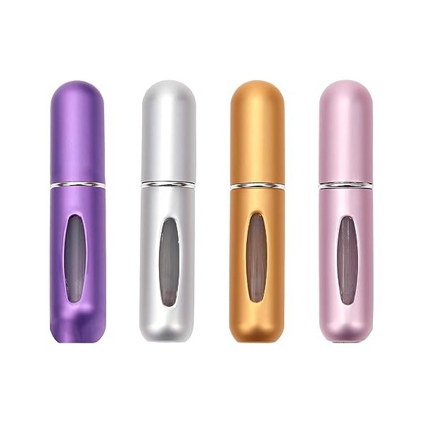 linamiko Lot de 4 mini flacons de parfum rechargeables - Flacon vaporisateur de parfum rechargeable - Étui à pompe de recharg