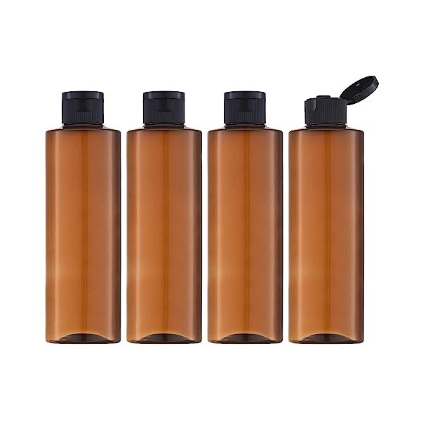 Toureal 250ML Flacon avec Flip Cap Vide 4 Pièces , Rechargeable Bouteille de Voyage pour Cosmétique avec Entonnoir Transpar