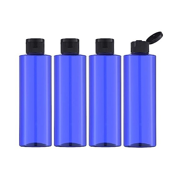 Toureal 250ML Flacon avec Flip Cap Vide 4 Pièces , Rechargeable Bouteille de Voyage pour Cosmétique avec Entonnoir Transpar