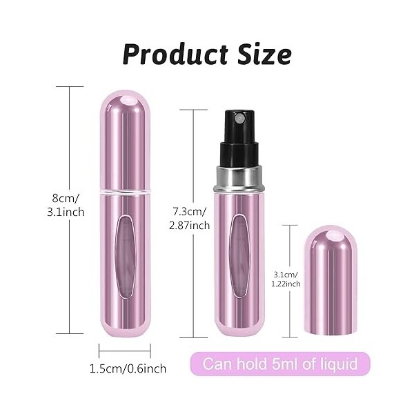 5 Pcs Bouteille Vaporisateur de Parfum, 5ml Mini portable Atomiseur Réutilisable, Avec fenêtre, Bouteille de Parfum Rechargea