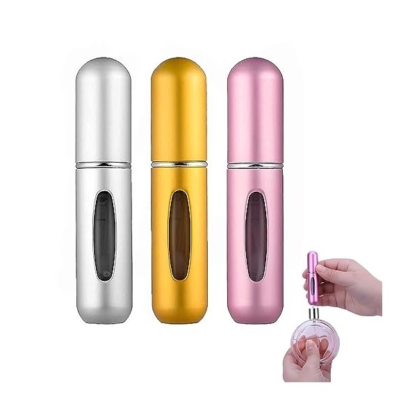 Bouteille Vaporisateur de Parfum, Atomiseur Parfum, 3Pcs Flacon Parfum Vide, Mini Vaporisateur Voyage, Mini Portable Bouteill