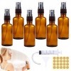 Vaporisateur Flacon Spray Vide Verre Ambre 50ml 6PCS, Bouteille Spray Vide pour Parfum Huiles Essentielles, Aromathérapie, Ma