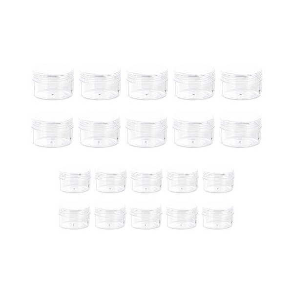 20 PCS Pots Cosmétiques Vide en Plastique Clair, Mini pot transparent avec bouchon à vis, De Voyage Conteneurs Cosmétiques, p