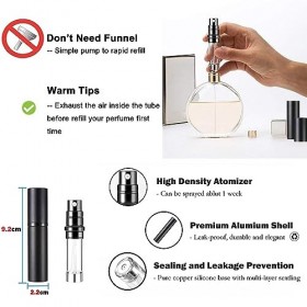Euiooctory Vaporisateur Parfum Vide - Mini Flacon Parfum Vide à Rechargeable par Le Bas, Atomiseur de Parfum Anti-Fuite avec 
