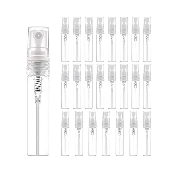 Phomanttonary Lot de 24 Pièces Mini Vaporisateurs de Parfum, Flacon Pulvérisateur Vide en Transparent de 5ML pour Échantillon