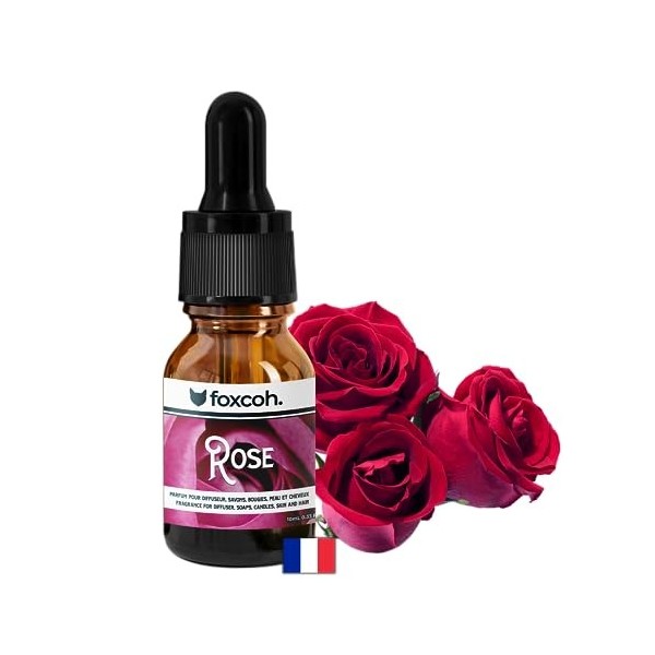 FoxCoh, Rose 10ml, Huile essentielle Concentré de parfum - Pipette - Diffusion, Cosmétique, Massage, Bain aromatique - DIY 