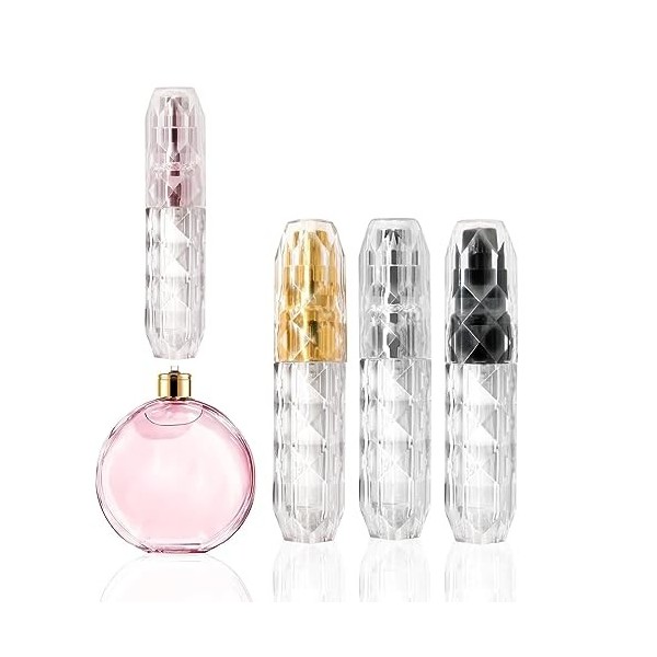RYMAUP® Lot de 4 mini flacons de parfum rechargeables pour homme et femme 5 ml