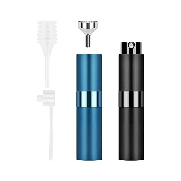 Anseom Atomiseur de Parfum Rechargeable, 2 Pièces 8ml Parfum Vaporisateurs de Parfum Aluminium Bouteille avec Entonnoir et Pi