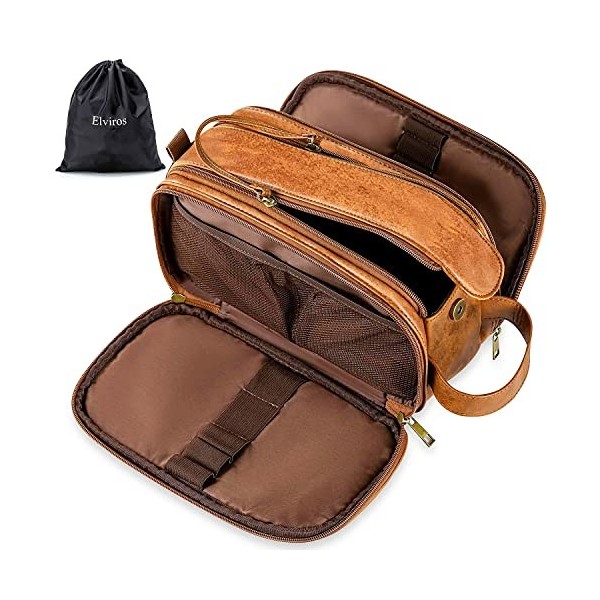 Elviros Trousse de Toilette pour Homme, Grande Capacité, Trousse de Maquillage avec Imperméable PU, avec Sac Étanche, 30,5 x 