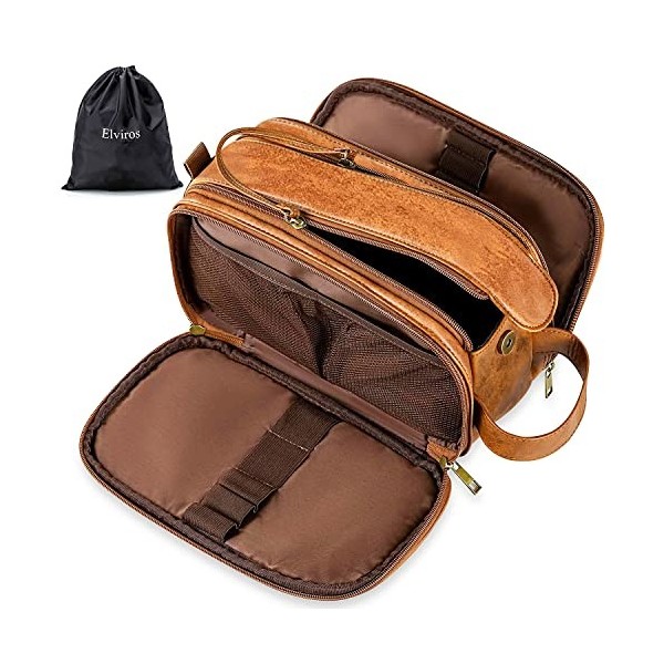 Elviros Trousse de Toilette pour Homme, Grande Capacité, Trousse de Maquillage avec Imperméable PU, avec Sac Étanche, 30,5 x ...