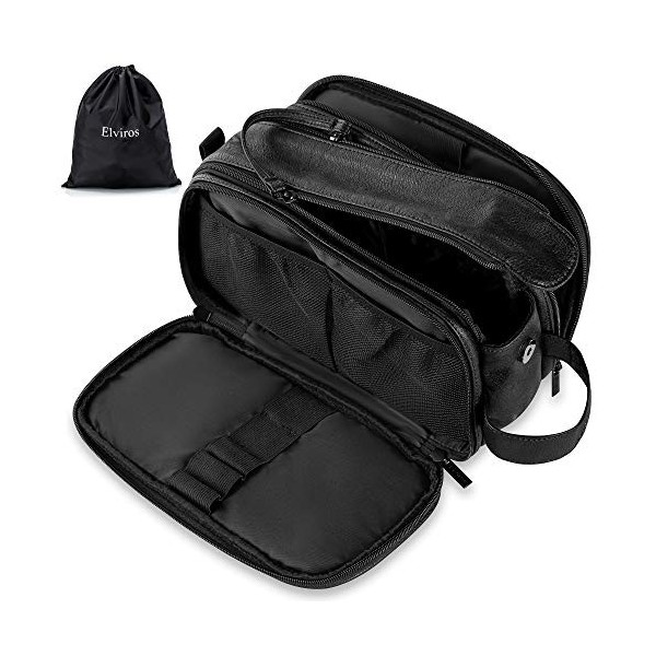 Elviros Trousse de Toilette pour Homme, Grande Capacité, Trousse de Maquillage avec Imperméable PU, avec Sac Étanche, 30,5 x 