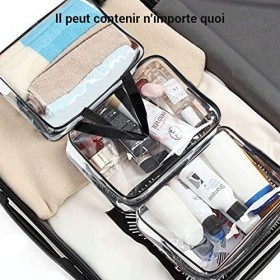 3 pièces Trousse de Toilette Transparente, Étanche, PVC Multifonction, Pochette Transparente pour Hommes, Femme, Enfant Sac d