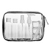 LUZWAY Trousse de Toilette Transparente + 8 Bouteilles Vide de Voyage pour Liquides Max.100ml , Kit de Voyage pour l’Avion, 