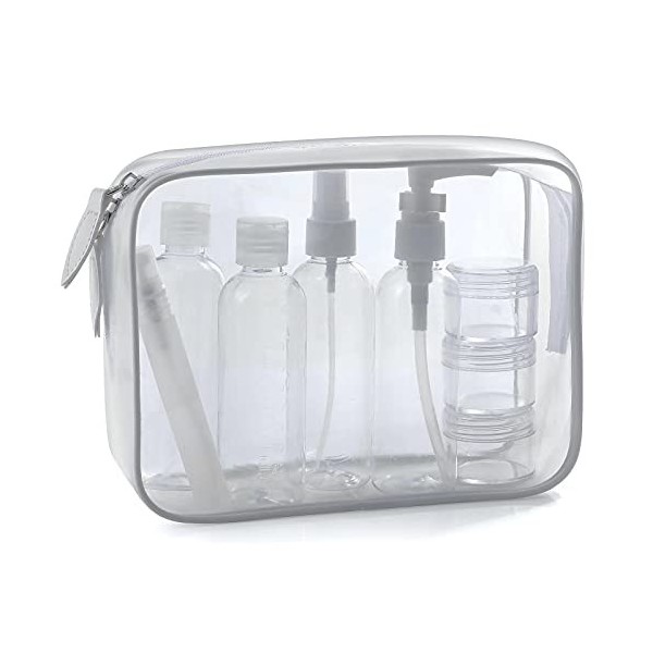 MOCOCITO Trousse de Toilette Transparente + Sac Scellé Refermables 20x20cm par Les règlements EU & UK Bagages à Main | Kit 