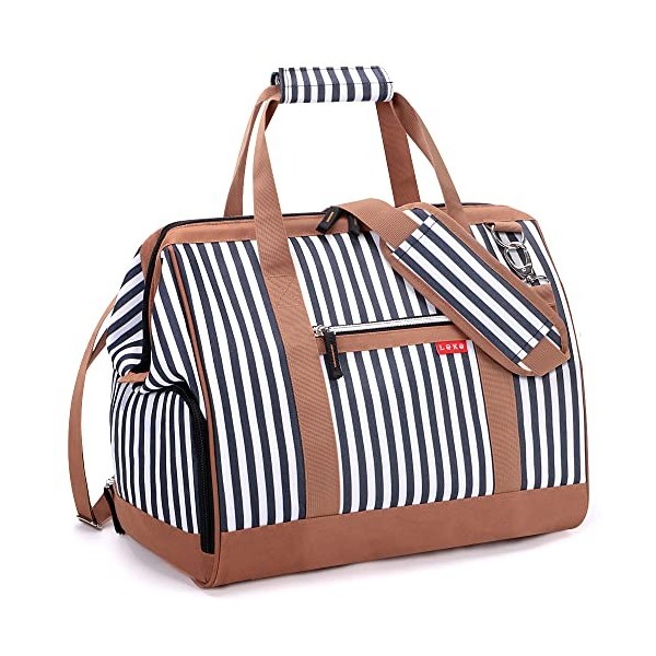 Lekesky Sac de Voyage Femme 33L Rayé avec 1 Trousse de Toilette