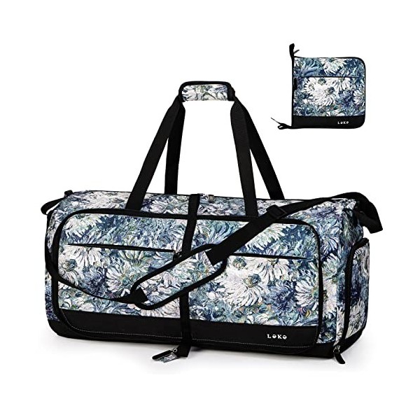 Lekesky Sac de Voyage Femme 80L Rayé avec 1 Trousse de Toilette