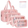 Aucuu Trousse de Toilette Transparente Set, 4PC Trousse de Toilette Étanche en PVC, Impermeable Portable Trousse de Maquillag