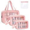 Aucuu Trousse de Toilette Transparente Set, 4PC Trousse de Toilette Étanche en PVC, Impermeable Portable Trousse de Maquillag