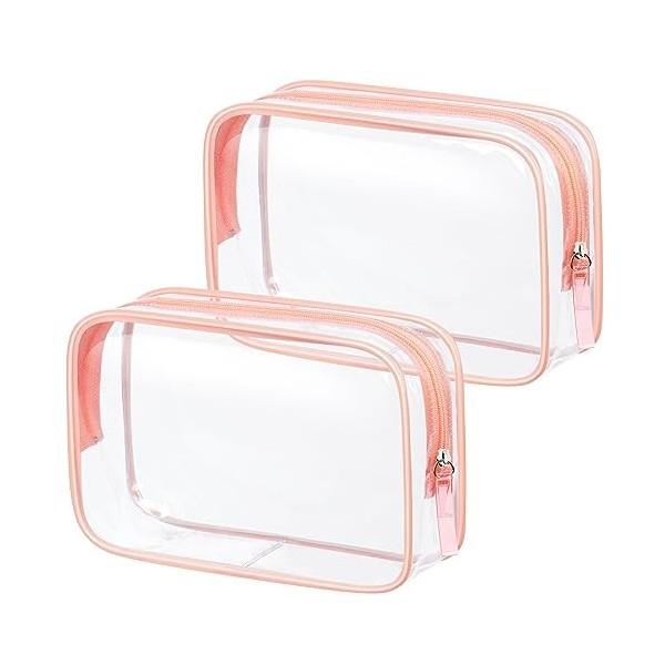 Aucuu 3PCS Trousse de Toilette Transparente, Kit de Voyage pour l’Avion, PVC Étanche Trousse de Maquillage Voyage, Sac de Ran