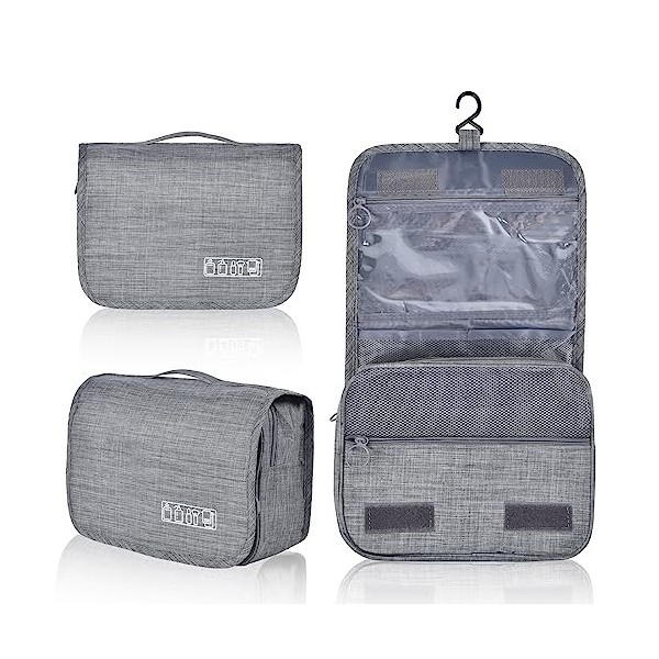 Trousse de Toilette Homme Femme Voyage, Pliable Imperméable Trousse Toilette Femme Grande Trousse de Toilette à Suspendre Tro