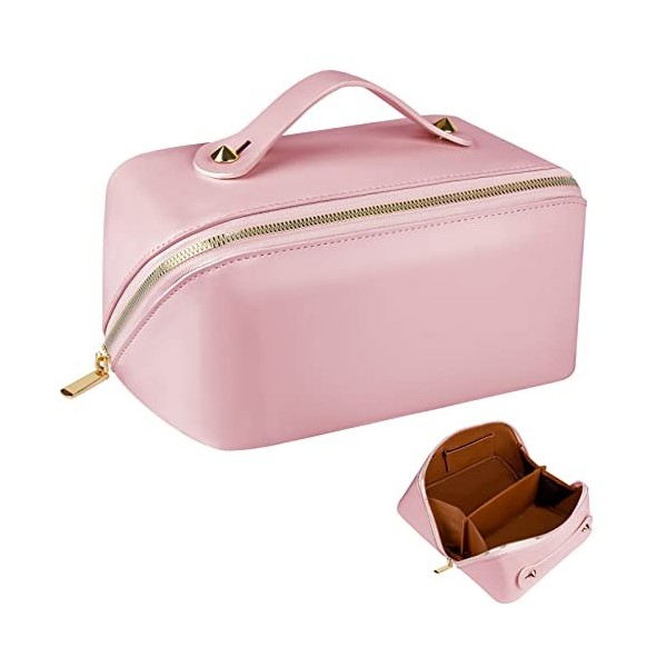 JUYANO Trousse à Maquillage Femme Grande Capacité Trousse de Toilette Voyage Portable Cuir PU Sac Cosmétique Étanche Sac de R