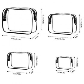 NATUCE 4 pièces Trousses de Toilette Transparente, PVC Étanche Trousse de Maquillage de Voyage, Sac de Toilette, Cosmétique O