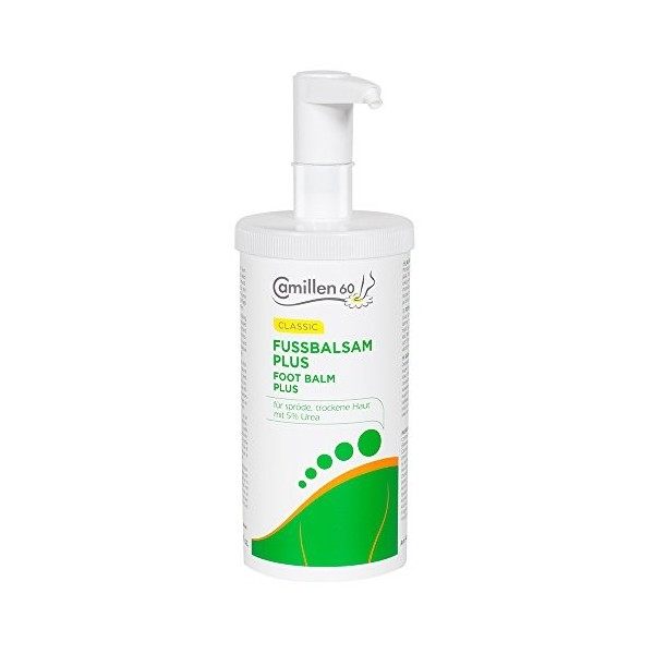 Baume pour les pieds Plus Camillen 60, crème pour les pieds à lurée, à la camomille pour les pieds secs, 450 ml avec distrib