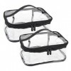 2 Pièces Trousse de Toilette Transparente Étanche Sac de Maquillage PVC Imperméable pour Voyage dans Bagages à Main Hommes et