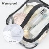 2 Pièces Trousse de Toilette Transparente Étanche Sac de Maquillage PVC Imperméable pour Voyage dans Bagages à Main Hommes et