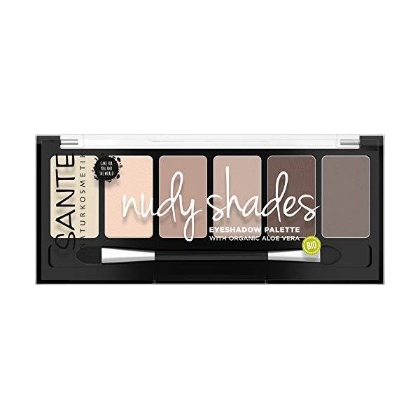 Sante Naturkosmetik Eyeshadow Palette Nudy Shades, Palette de fard à paupières, 6 nuances nudes assorties, texture hautement 