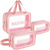 LEcylankEr Trousse de Toilette Transparente Femme Trousse de Maquillage Voyage, Set Trousse de Toilette Impermeable Rose 