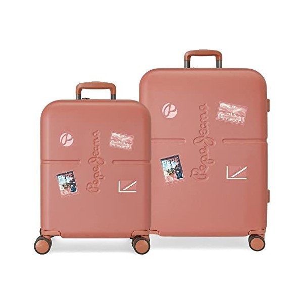 Pepe Jeans Chest Valise de Cabine Ocre 40 x 55 x 20 cm Rigide ABS Fermeture TSA Intégré 37 L 2,74 kg 4 roulettes Doubles Exte