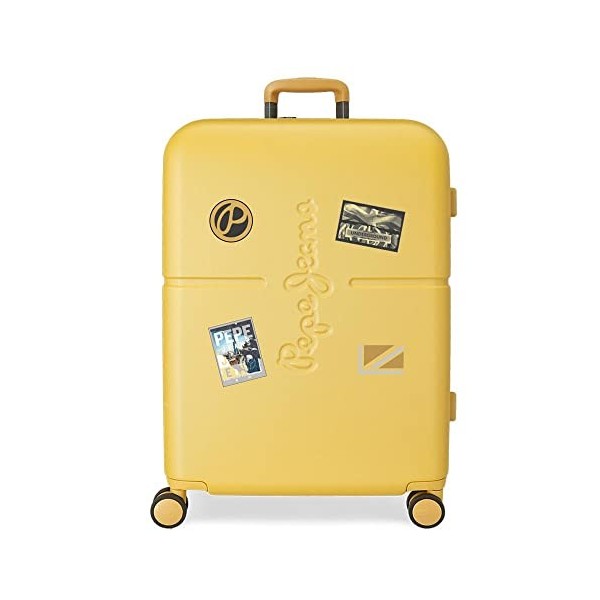 Pepe Jeans Chest Valise de Cabine Ocre 40 x 55 x 20 cm Rigide ABS Fermeture TSA Intégré 37 L 2,74 kg 4 roulettes Doubles Exte
