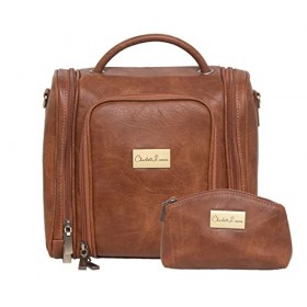 Charlott Linnea Diamond Trousse de toilette en cuir végétalien, marron