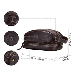 Trousses de Toilette en Cuir véritable pour Hommes à Suspendre/Organisateur de Salle de Bain/Trousse de Voyage Marron