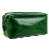 Trousse de Toilette en Cuir - Valise cosmétique - Ouverture Large - Time Resistance - Vert