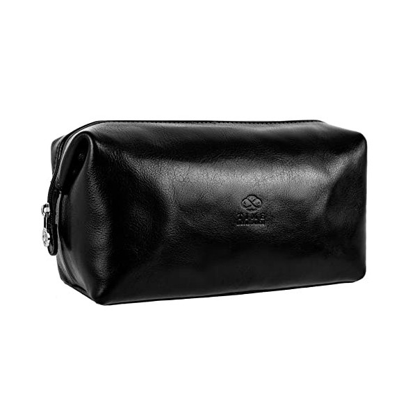 Trousse de Toilette en Cuir - Valise cosmétique - Ouverture Large - Time Resistance - Vert