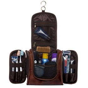 SID & VAIN Trousse de Toilette Dexter Cuir véritable | nécessaire de Voyage Grand Homme Marron | Trousse de Maquillage Fait à