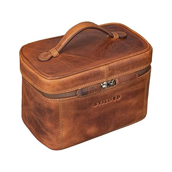 STILORD Aden Trousse de Toilette Voyage Cuir Vintage Organisateur de Maquillage pour Hommes et Femmes Nécessaire Sac Cosmét