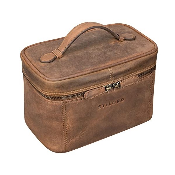 STILORD Aden Trousse de Toilette Voyage Cuir Vintage Organisateur de Maquillage pour Hommes et Femmes Nécessaire Sac Cosmét