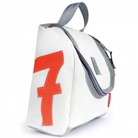 360° Grade Trousse de Toilette Matrose XL en Toile Blanc Chiffre Orange Fluo Sangle Gris Foncé, Blanc., 23 x 24 x 12 cm