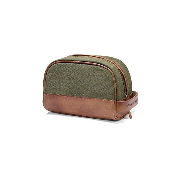 DRAKENSBERG Trousse de Toilette Classique en Toile Glen pour Homme - Nécessaire de Voyage Vintage, Cuir, élégante, Noble, 5