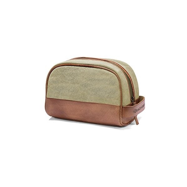 DRAKENSBERG Trousse de Toilette Classique en Toile Glen pour Homme - Nécessaire de Voyage Vintage, Cuir, élégante, Noble, 5