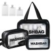 Evmyo Lot de 3 sacs de toilette transparents en PVC étanche pour femme, Noir - 6 pièces, Washbag-Black-6set, Trousse de toile