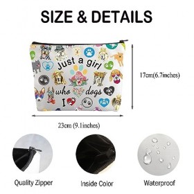 Trousse de maquillage amusante Just a Girl Who Loves Dogs - Cadeau pour les amoureux des chiens - Trousse de toilette avec em